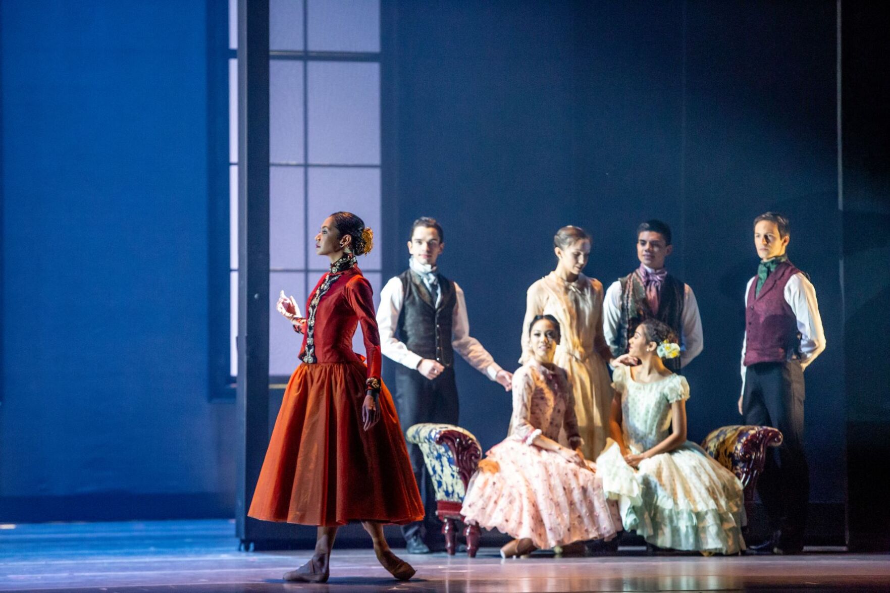 Christine Rocas and ensemble in The Joffrey Ballet's Anna Karenina. (Photo by Cheryl Mann)